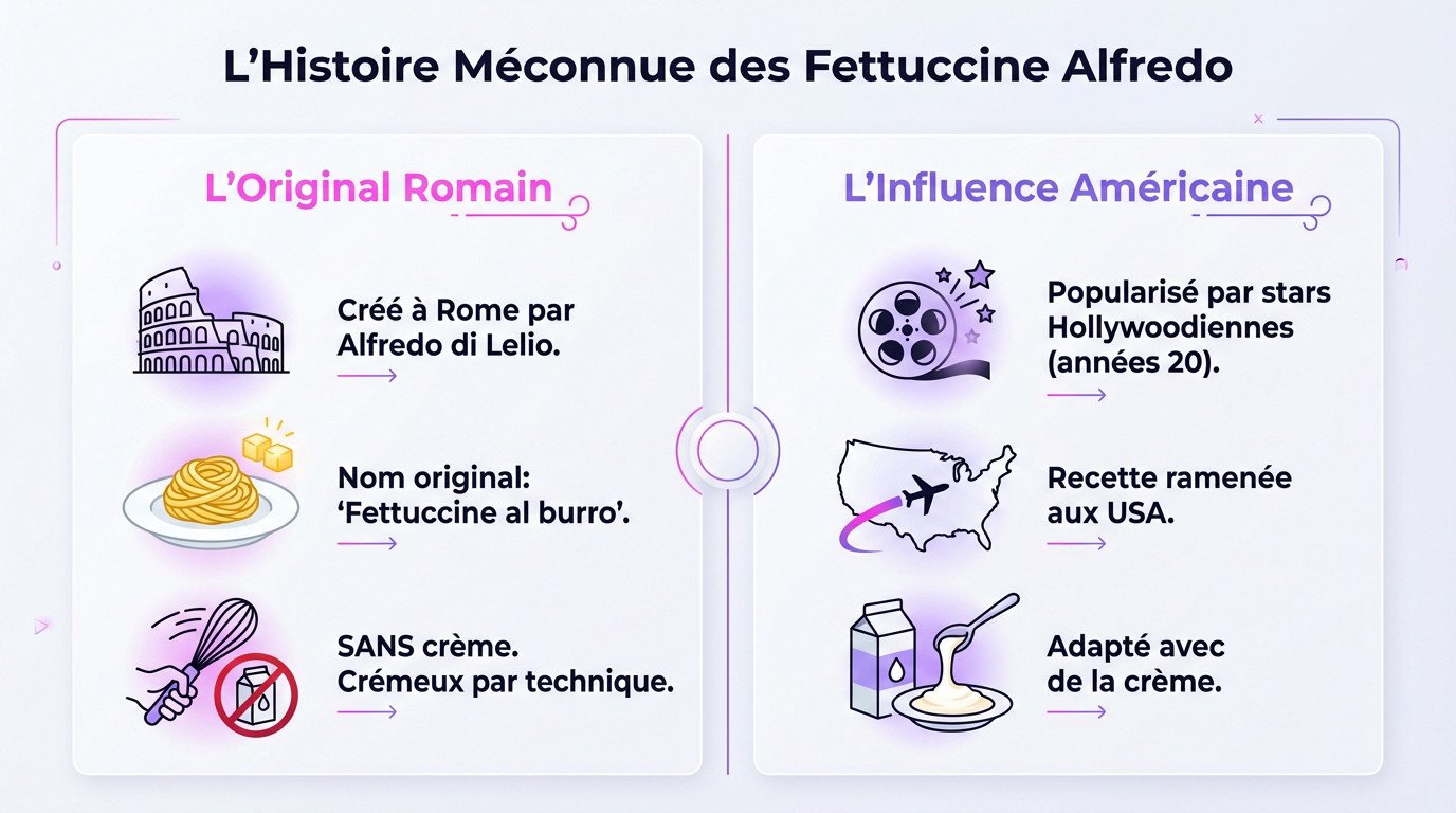 Assiette de fettuccine Alfredo authentiques préparées à la romaine