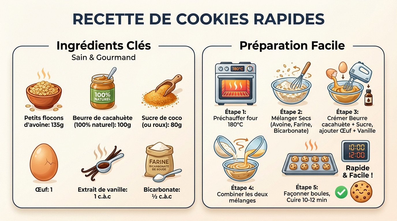 Cookies sains avoine et beurre de cacahuète sur une plaque