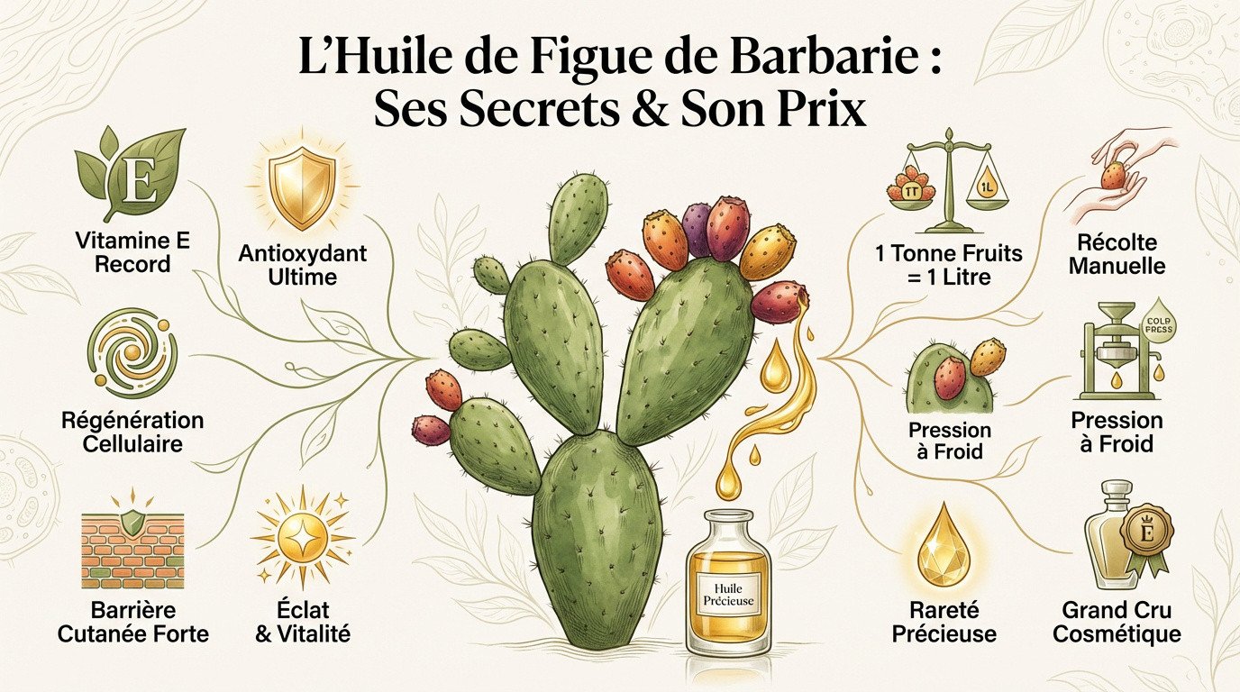 Flacon d'huile de pépins de figue de barbarie pure et précieuse