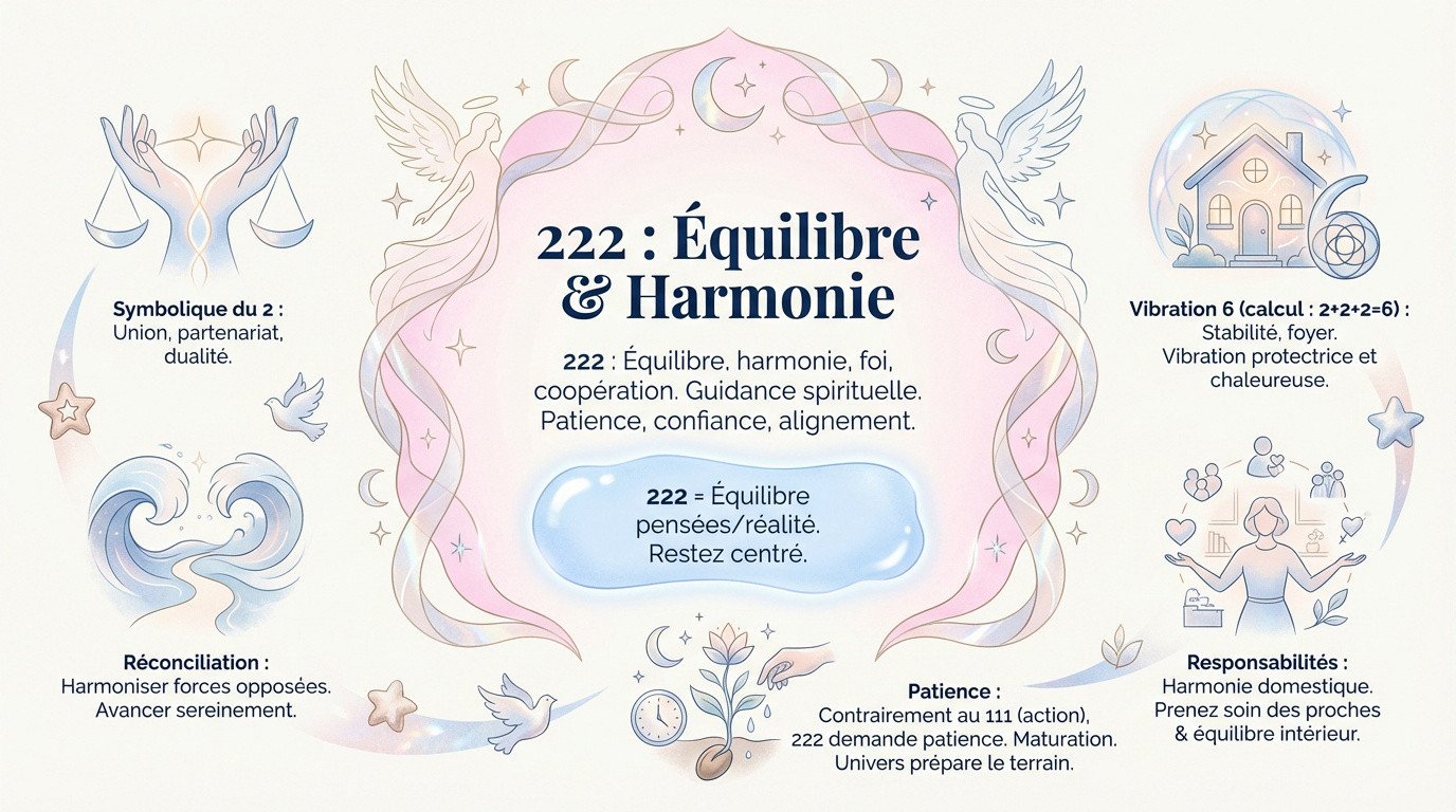 Illustration de l'équilibre et de l'harmonie spirituelle liée au nombre 222