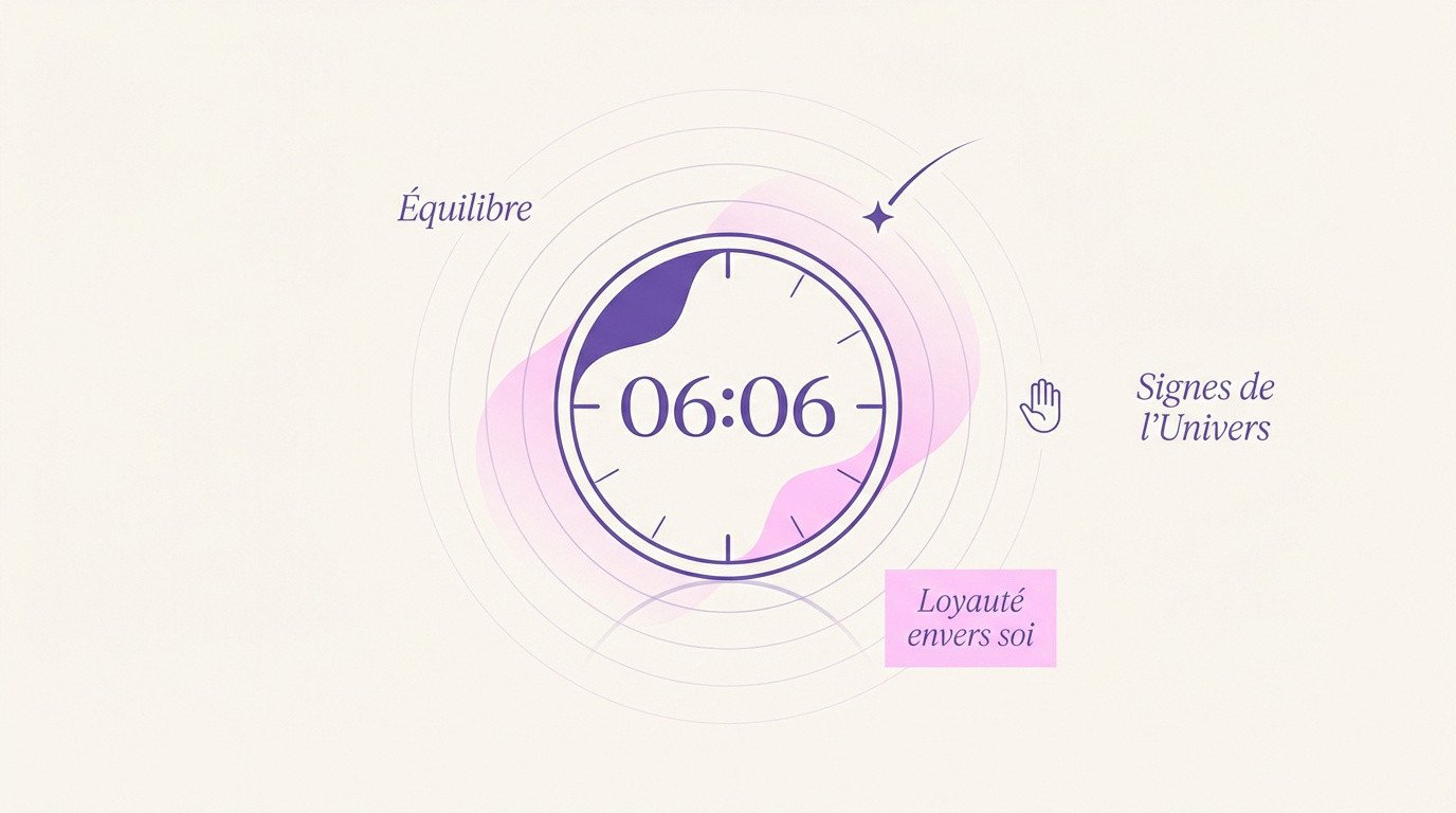 Représentation symbolique de l'équilibre spirituel et de l'heure miroir 06h06