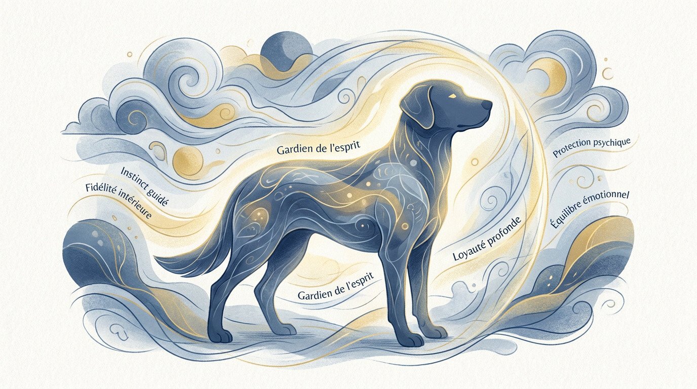 Un chien mystique agissant comme gardien spirituel dans un rêve