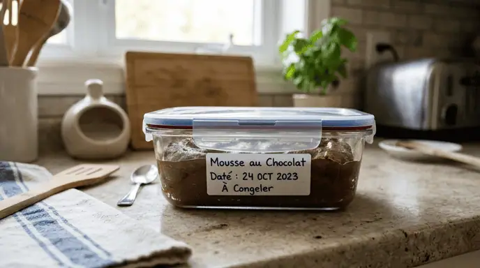 erreurs congélation mousse chocolat étiquetage contenant