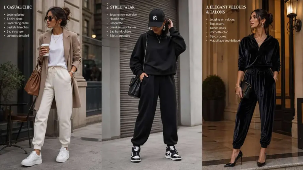 idées looks complets jogging de ville femme style casual chic streetwear