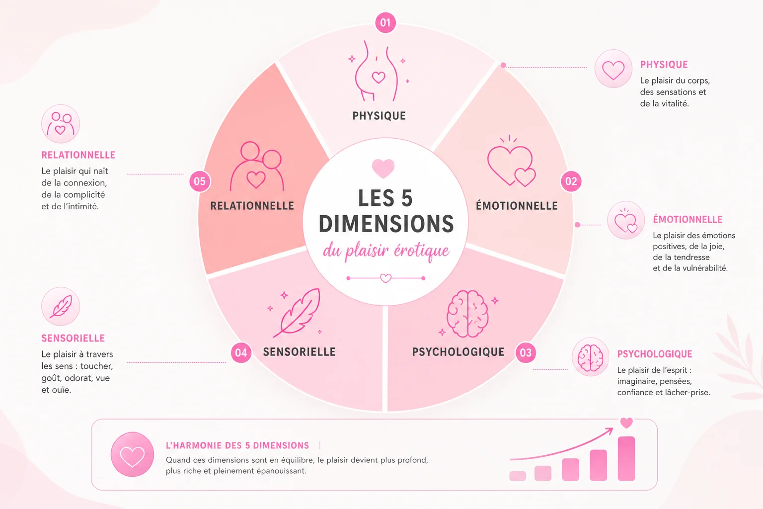Les 5 dimensions des plaisirs érotiques expliquées en infographie