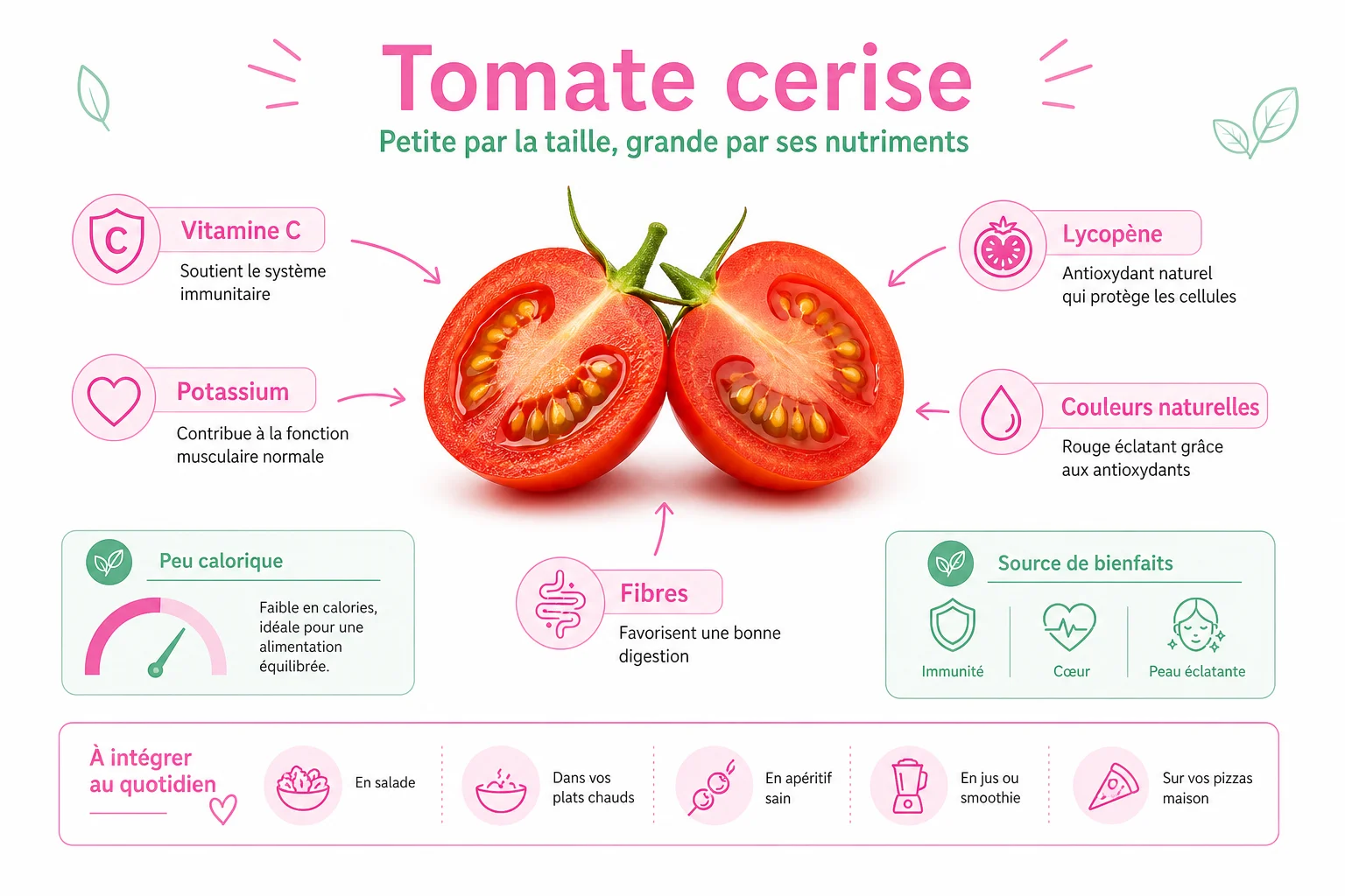Infographie composition nutritionnelle tomates cerises composition nutritionnelle des calories dans les tomates cerises