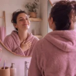 femme répétant un mantra confiance en soi devant le miroir