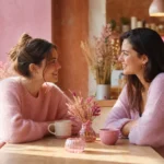 Deux amies discutant illustrant les relations humaines authentiques