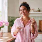 Femme prenant Ristabil complément anti-fatigue le matin