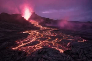 Formation géologique de l'obsidienne noire lors du refroidissement de la lave