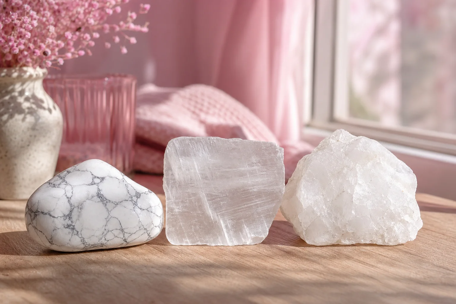 Howlite, sélénite et quartz blanc : les pierres blanches à connaître howlite sélénite et quartz blanc trois pierres blanches comparées