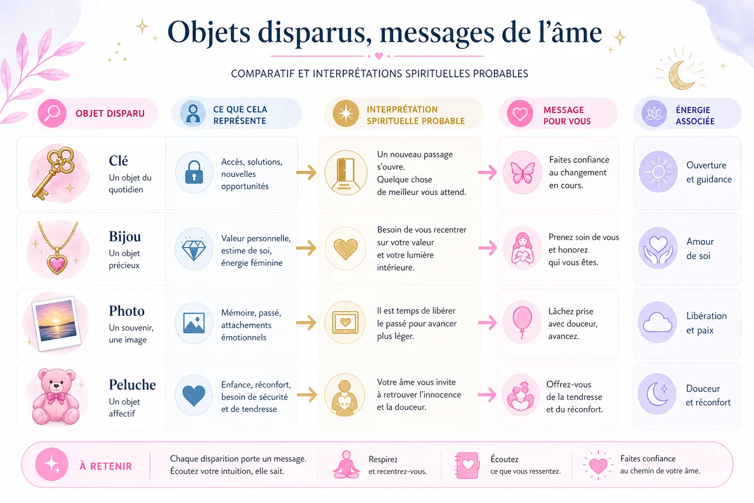 tableau objet qui disparaissent spiritualité selon le type retrouvé